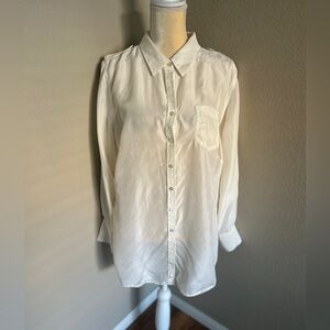 Soft Surroundings 100% Silk  Cream Button Down Shirt size XL
